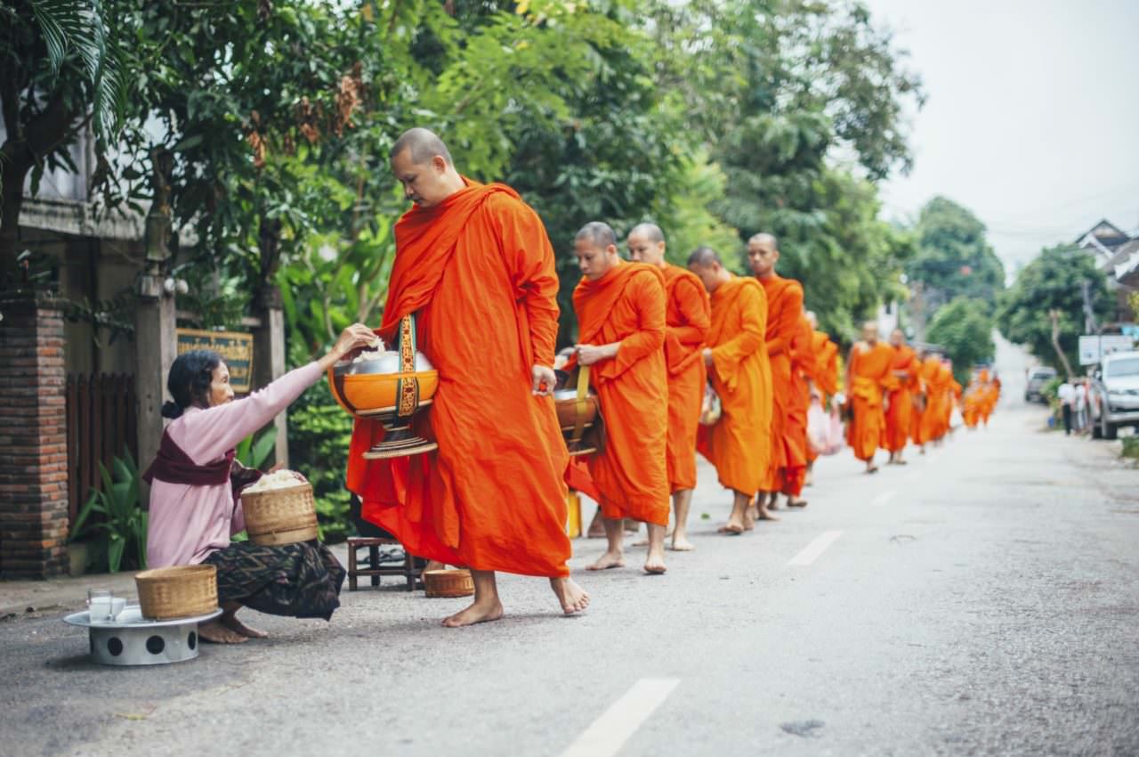 Morning Alms for Monks in Laos