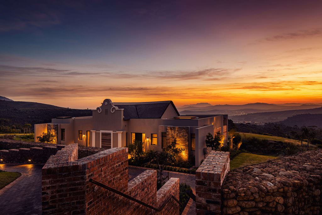 Delaire Graff Lodges at sunset Delaire Graff Lodges at sunset