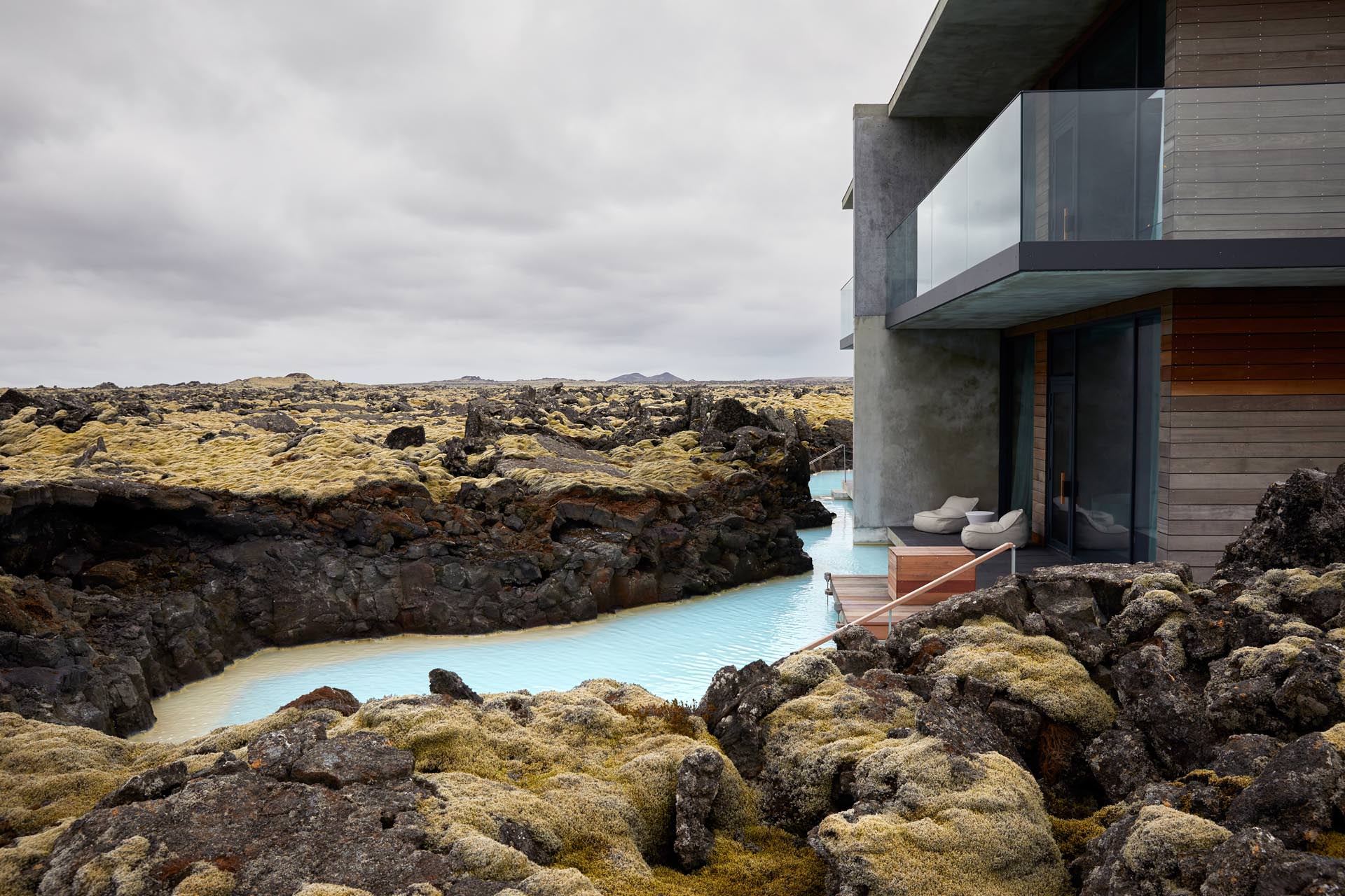 Lagoon suite at The Retreat at Blue Lagoon overlooking milky blue geothermal water