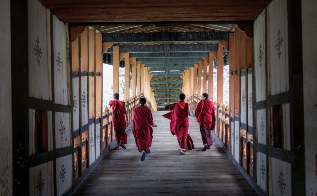 _Amankora, Bhutan - Experience, Excursion, Punakha Dzong Catilevered Bridge with Monks