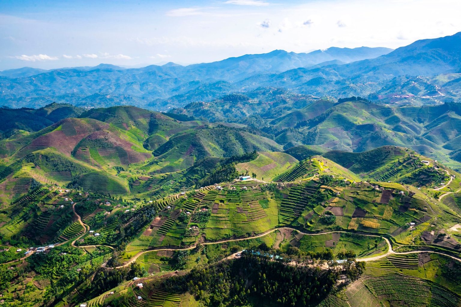 Terraced green hills of Rwanda, the Land of 1,000 Hills